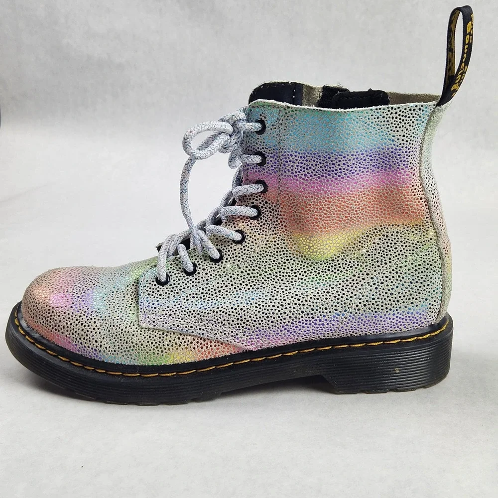 Dr. Martens 1460 Pascal J Iridescent Boots Size 3 UK 4M/5L EU 36 Rainbow Silver